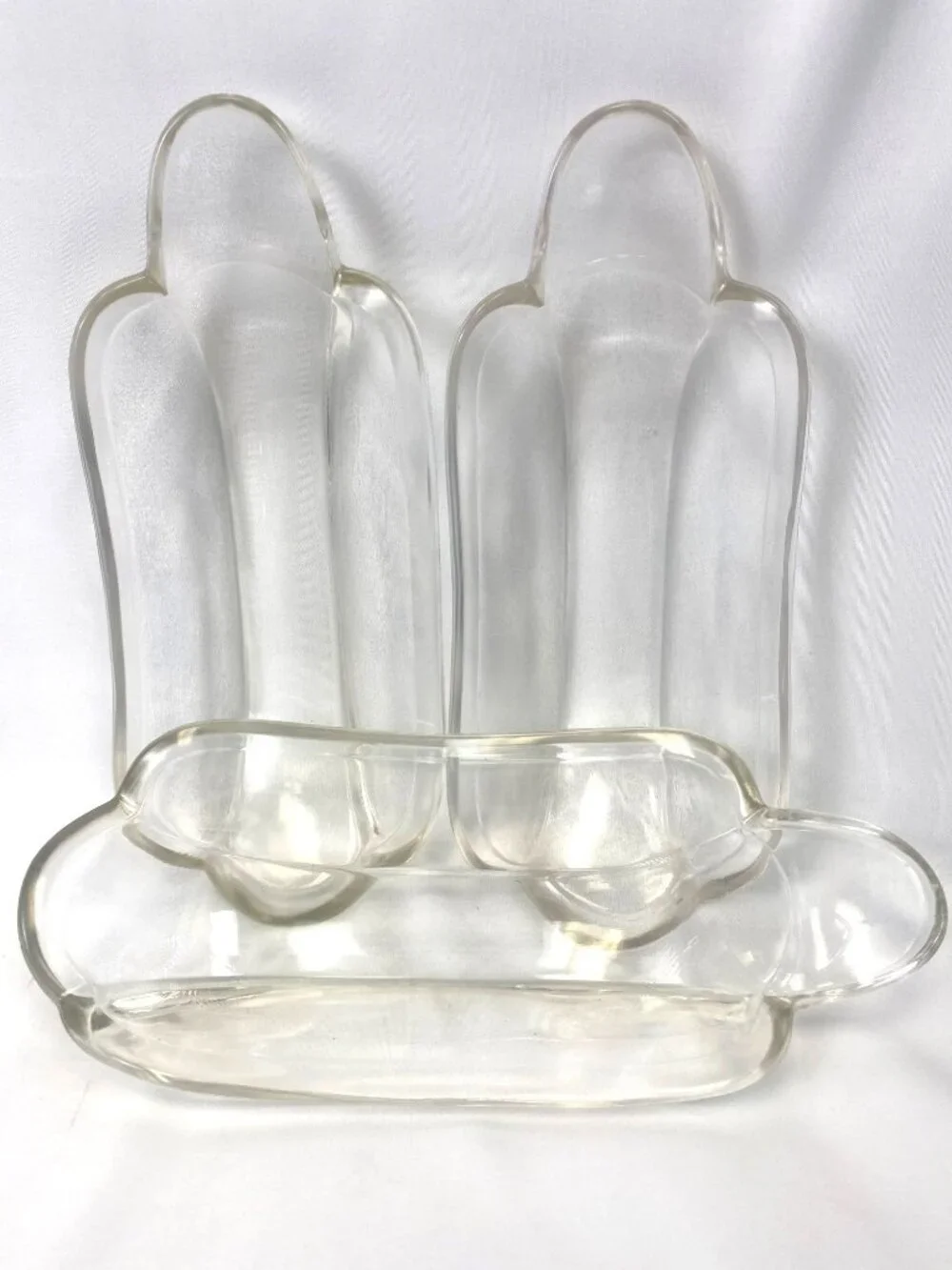 Vtg Banana Split Sundae Dishes Clear Indiana Glass Ice Cream Plate Set of 3